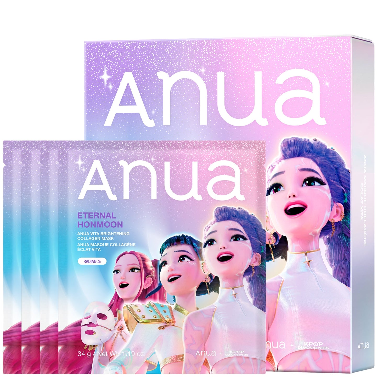 Anua K-Pop Demon Hunters Vita Brightening Collagen Mask, 34g, 4EA