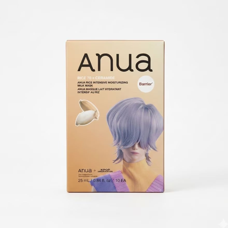 Anua K-Pop Demon Hunters Rice Intensive Moisturizing Milk Mask, 25ml, 10EA