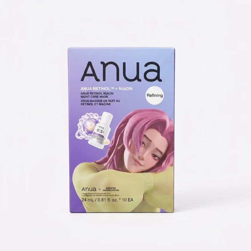 Anua K-Pop Demon Hunters Retinol Niacin Night Care Mask, 24ml, 10EA