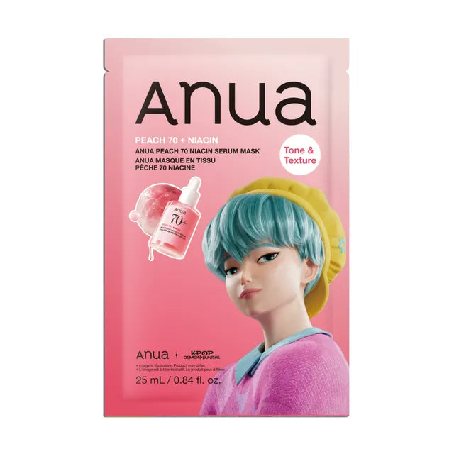 Anua K-Pop Demon Hunters Peach 70 Niacin Serum Mask, 1EA, 25ml