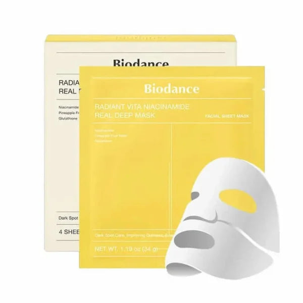 BIODANCE Radiant Vita Niacinamide Real Deep Mask, 34g x 4EA