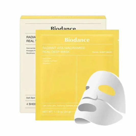 BIODANCE Radiant Vita Niacinamide Real Deep Mask, 34g x 4EA