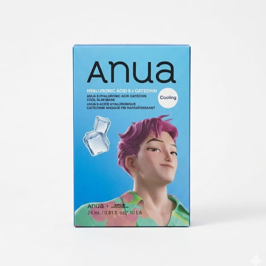 Anua K-Pop Demon Hunters 8 Hyaluronic Acid Catechin Cool Slim Mask, 24ml, 10EA