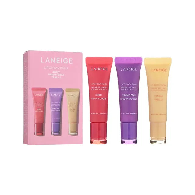 LANEIGE Lip Glowy Balm Trio Set (Gummy Bear 10g, Berry 10g, Vanilla 10g)